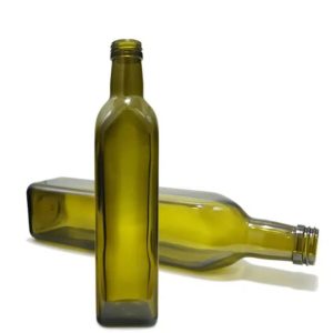 Bouteille en Verre Teinté Carrée 1L (Modèle Marasca) - Idéale pour vos Huiles et Liquides Précieux